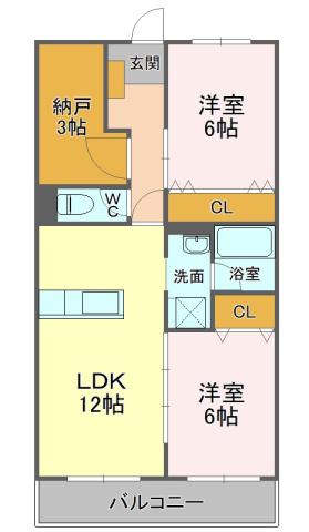 AIRLIX大岩(2SLDK/2階)の間取り写真