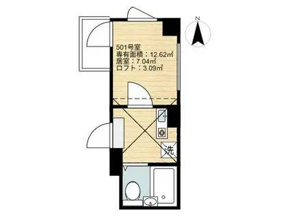 シャンテ亀戸天神橋(1K/5階)の間取り写真