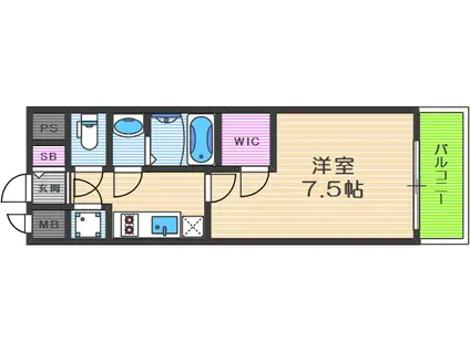 ファーストフィオーレ福島野田II(1K/7階)の間取り写真