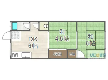 仙寿荘(2DK/2階)の間取り写真