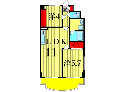 サンモール四季II(2LDK/3階)の間取り写真