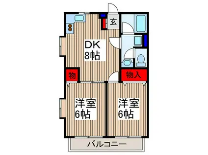 クラルテ元町(2DK/2階)の間取り写真