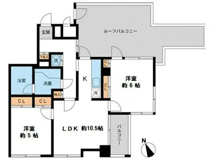 ジョイ尾山台(2LDK/5階)の間取り写真