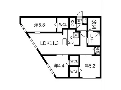ラグランジュ円山(3LDK/4階)の間取り写真