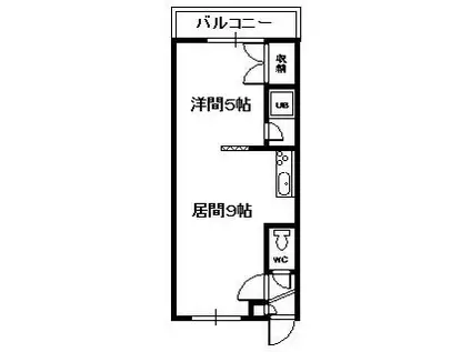 ビジョン616(1DK/4階)の間取り写真