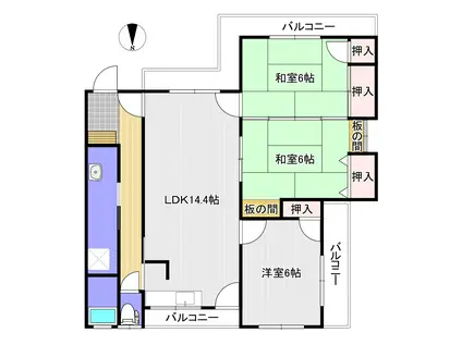 プリンス松江(3LDK/3階)の間取り写真