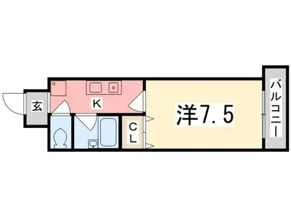 メゾンパルレ(1K/4階)の間取り写真