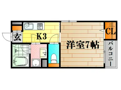 エトワール三入(1K/2階)の間取り写真