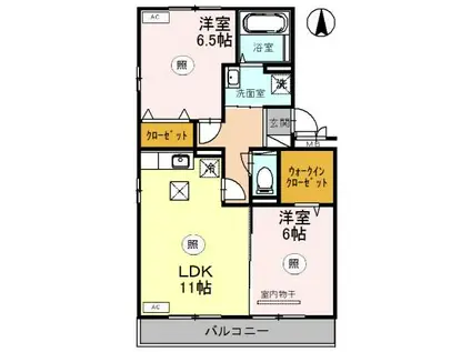 メゾン定正A棟(2LDK/1階)の間取り写真