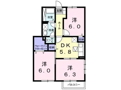 ピュールシエルA(3DK/1階)の間取り写真