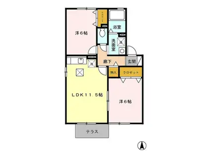 ＪＲ中央線 塩崎駅 徒歩20分 2階建 築22年(2LDK/1階)の間取り写真