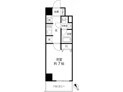 ティーズガーデンセンター南(1K/7階)の間取り写真