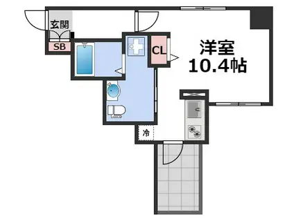 ヴィラタワー谷町(ワンルーム/9階)の間取り写真