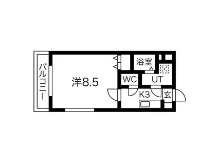プルミエール(1K/1階)の間取り写真