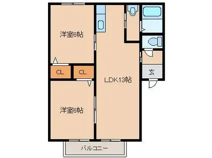 メゾンドパルク(2LDK/1階)の間取り写真