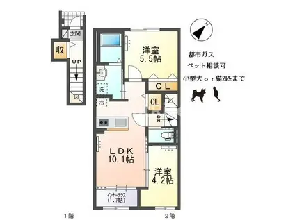 サクラII(2LDK/2階)の間取り写真