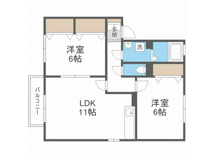 フォレドミール(2LDK/2階)の間取り写真