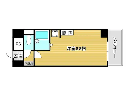 アビタシオン九条(ワンルーム/2階)の間取り写真