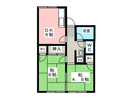 シャルム藤が丘(2DK/1階)の間取り写真
