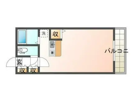 サンタクロスA棟(ワンルーム/2階)の間取り写真