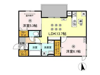 アネックスV(2LDK/1階)の間取り写真