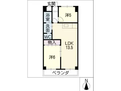 ハイツ花ノ木(2LDK/2階)の間取り写真