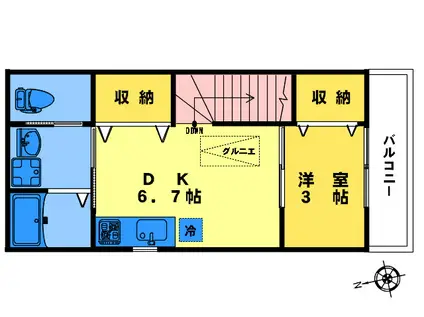 ルミエール(1DK/2階)の間取り写真