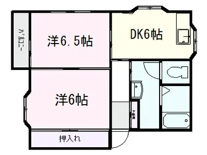 ノーブルハウス(2DK/1階)の間取り写真