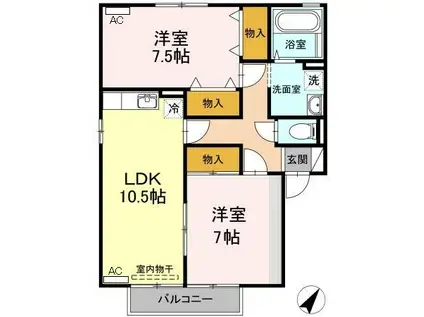 グリーンヒル(2LDK/1階)の間取り写真