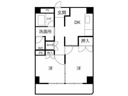 国分町クリスタルビル(2K/4階)の間取り写真
