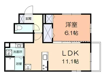 スプリング ヴィラ(1LDK/1階)の間取り写真