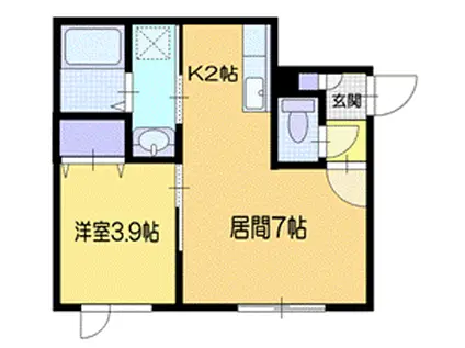 ウェスティン小樽(1LDK/2階)の間取り写真