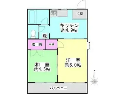 坂の下ハイツ(2K/2階)の間取り写真