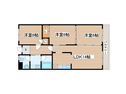ラバレー東仙台(3LDK/6階)の間取り写真
