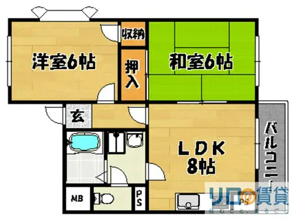 クリアコートU(2LDK/2階)の間取り写真