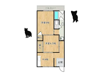 ジェリーはうす(2K/2階)の間取り写真