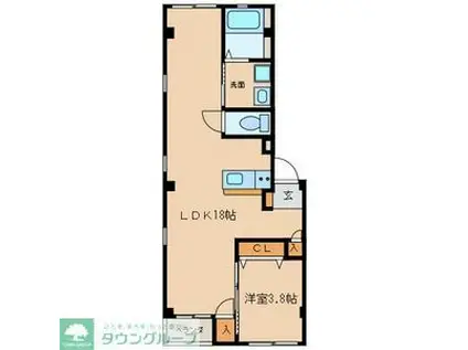 グランレーヴ東別院イースト(1LDK/1階)の間取り写真