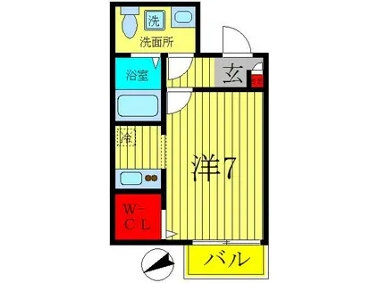 グレイスヴィラ新松戸(1K/1階)の間取り写真