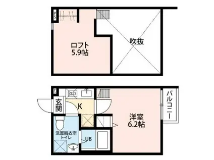 ブエナビスタ長町(1K/2階)の間取り写真