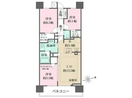 ザ・パークハウス岡崎(3LDK/4階)の間取り写真