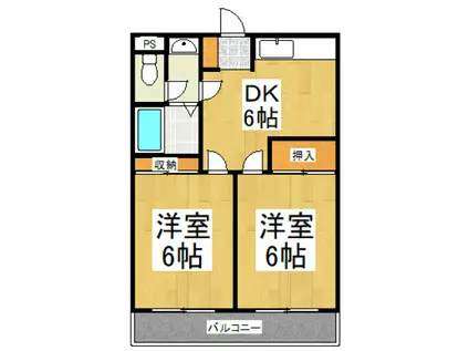 キャッスルハイツ(2DK/1階)の間取り写真