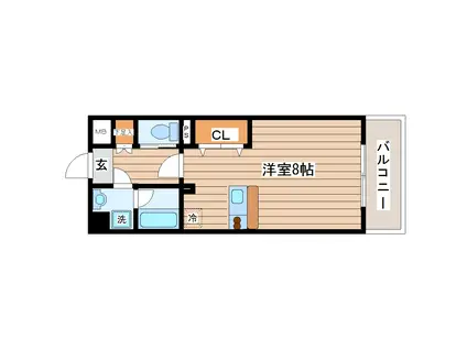 ヴィアーレ広瀬(ワンルーム/3階)の間取り写真