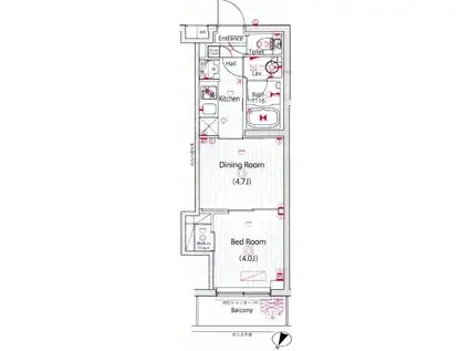 ガーラ・ステーション川崎久地(1DK/2階)の間取り写真