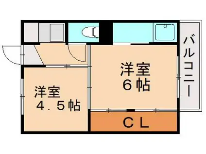 ビレッジハウス萩原(2K/2階)の間取り写真