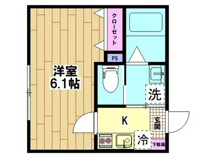 ヴィラ新井宿(1K/3階)の間取り写真