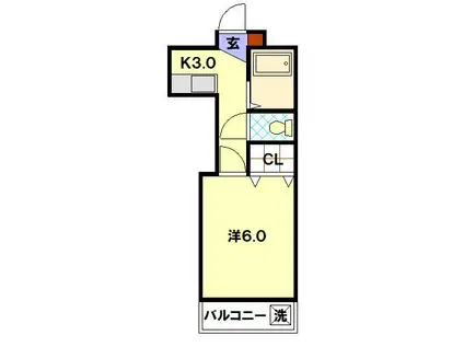 ベルシティプルナス(1K/3階)の間取り写真