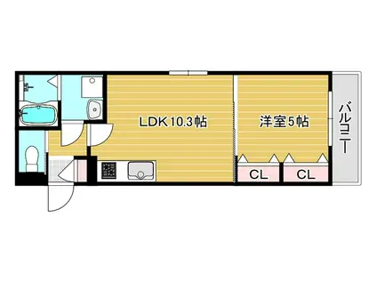 セレニティ衣摺(1LDK/2階)の間取り写真