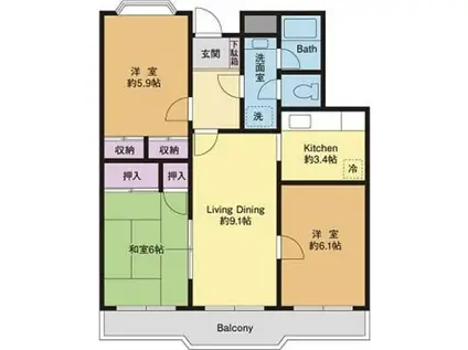 アドニス(3LDK/2階)の間取り写真