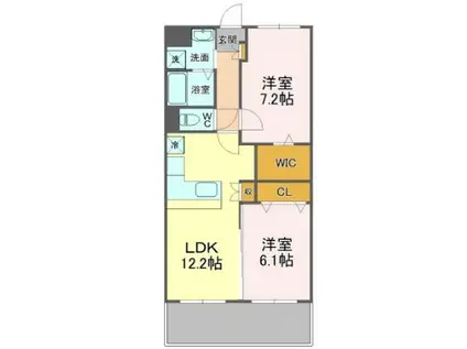 SUN LEAF手越(2LDK/1階)の間取り写真