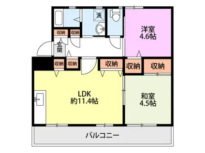 アシスト上越マンション5号棟(2LDK/4階)の間取り写真